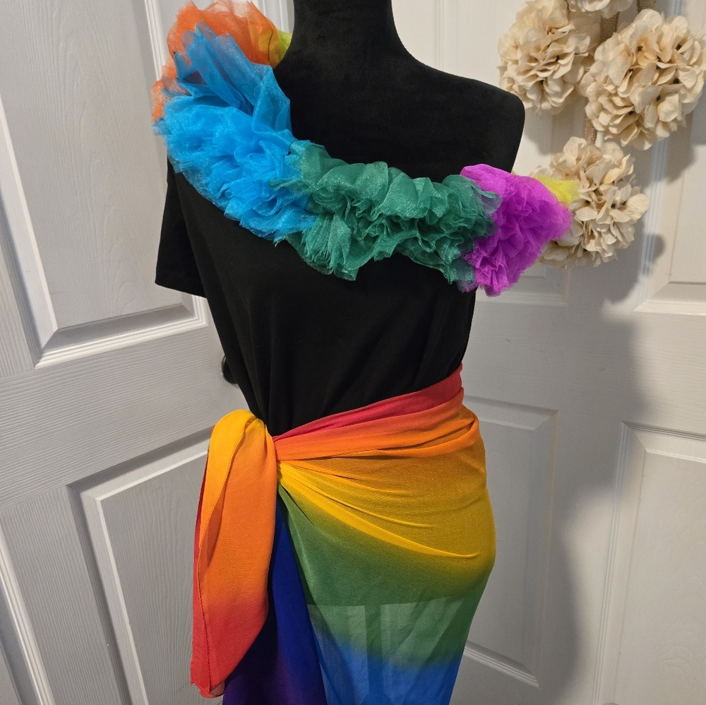 Queen of Sparkles Black Tee with Rainbow Accents
